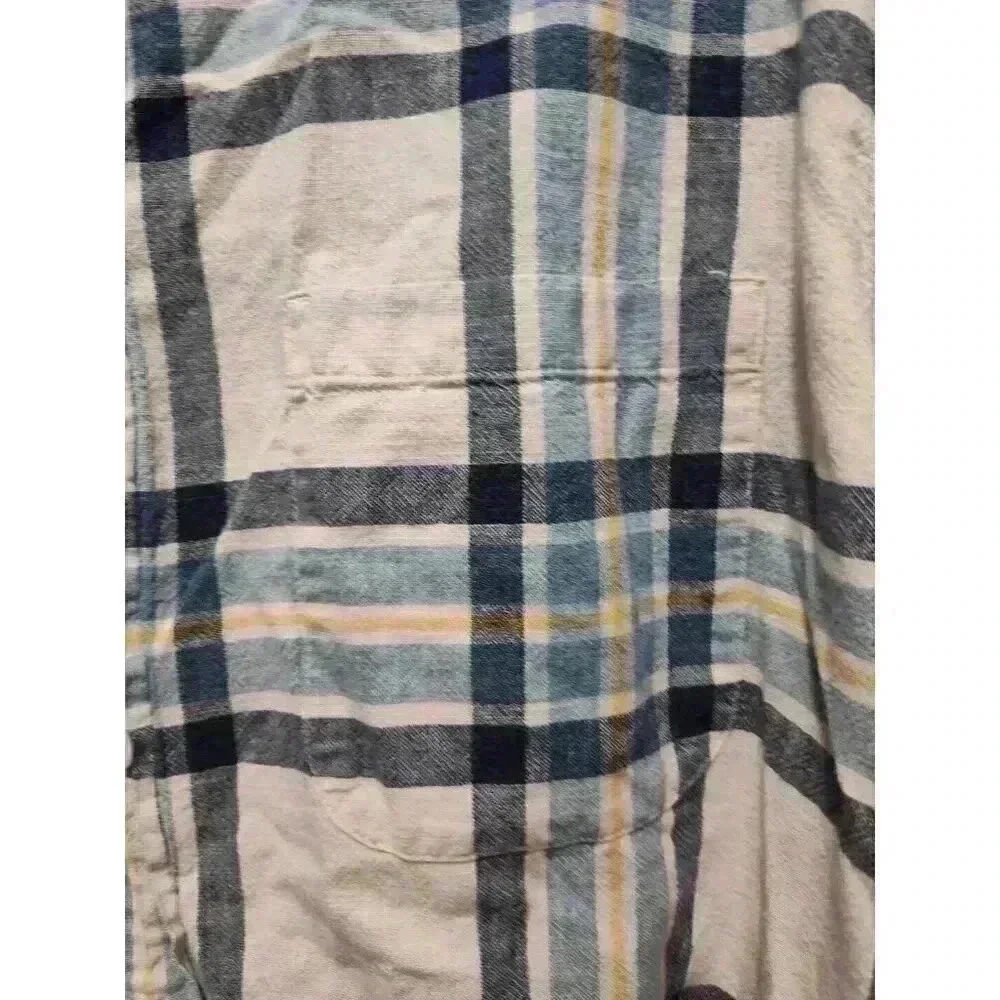J. Crew Shirt Mens Casual Button Down in Ivory Plaid Size Large 100% Cotton Soft